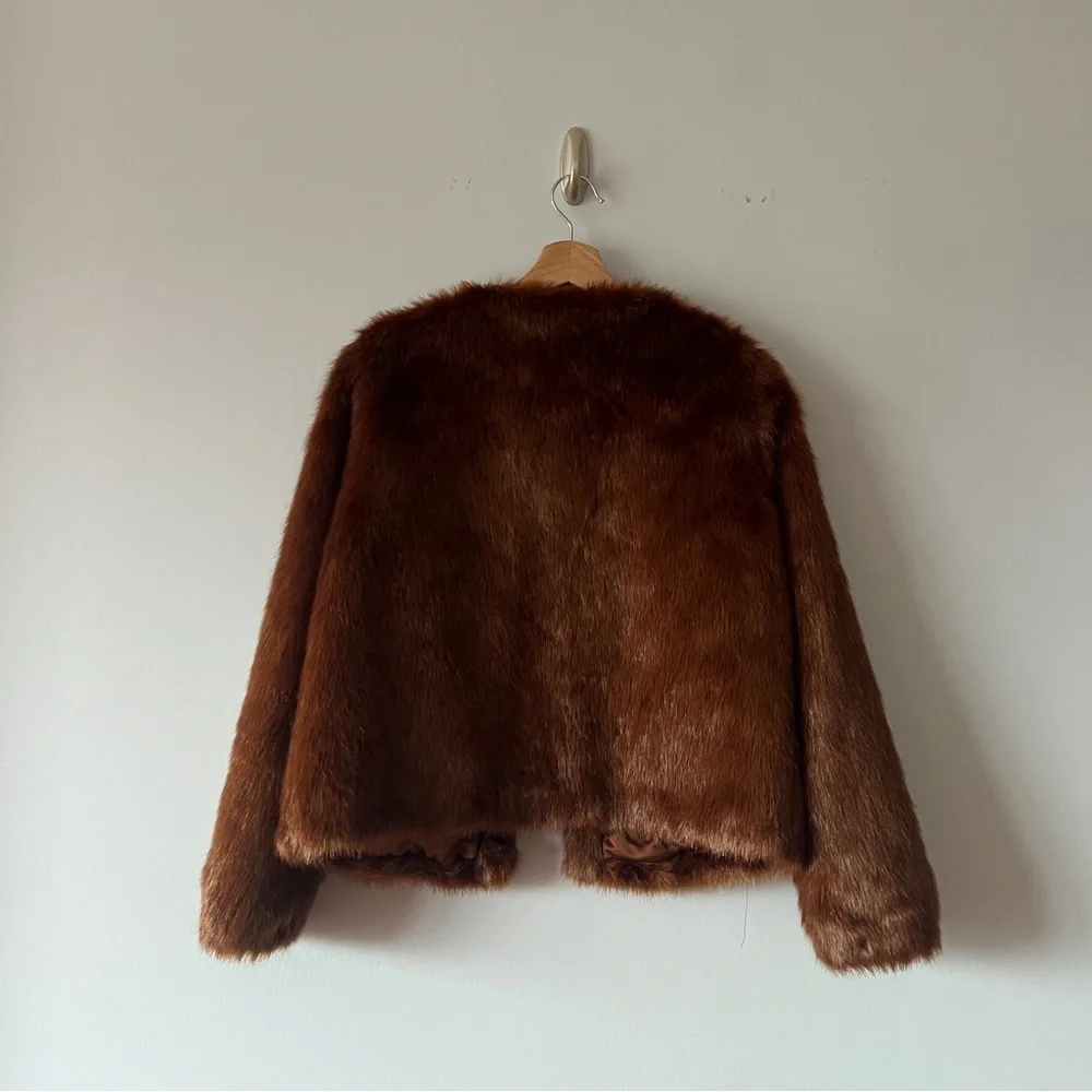 Sezane Lio Coat Rust Faux Fur Jacket Modacrylic Parisian Chic Size 6​